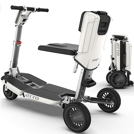 ATTO Folding Travel Powered Mobility Scooter, Full-Size Portable Electric Scooter, Lightweight Lithium Battery, Airline Approved