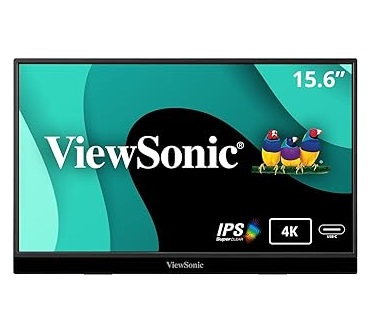 ViewSonic VX1655-4K-OLED 15.6 Inch 4K UHD Portable OLED Monitor with 2 Way Powered 60W USB C, Mini HDMI, Dual Speakers, and Built in Stand with Smart Cover,Black