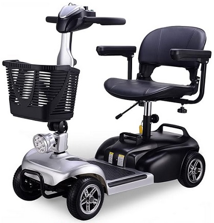 Atsgke 4 Wheel Powered Mobility Scooters 24V 250W Motor 5mph Speed, Mobility Scooters for Seniors, Folding Electric Wheelchairs for Adults Collapsible and Compact Duty Travel Scooter with Dual Battery and Basket (Silver)