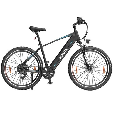 ESKUTE Netuno Plus Electric Bike, 27.5in Tires, 250W Motor, 36V 14.5Ah Battery, Torque Sensor, 25km/h Max Speed, 100km Range, Mechanical Disc Brakes, SHIMANO 7-speed - Black