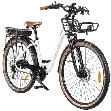 SAMEBIKE RS-A07 Electric Bike,28inch Tire 500W Motor, 36V 13Ah Battery, 35km/h Max Speed, 80km Max Range, Triple Suspension, Mechanical Disc Brakes, Shimano 7-speed - White