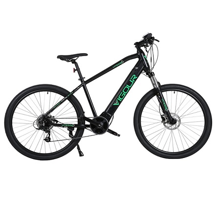 Vitesse Vigour Electric Mountain Bike VIT0030, 60 Miles Range, 9 Speed Gears with 250w Mid Motor and Front Suspension for a Smooth Comfortable Ride, 18\