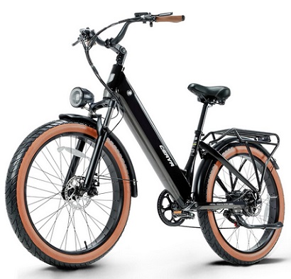 CEAYA AZ26 Commuter Electric Bike 26in Fat Tire, 48V 20AH Detachable Battery,7 Speed Sprocket,Dual Disc Brake,Front Suspension E-Bike