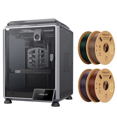 Creality K1C 3D Printer + 4kg Creality Hyper PLA-CF Filament(1kg Dark Green+1kg Greyish Yellow+1kg Purple+1kg Ochre)