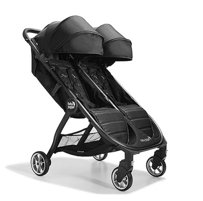 Baby Jogger City Tour 2 Double Travel Pushchair | Lightweight, Foldable & Portable Double Buggy | Pitch Black