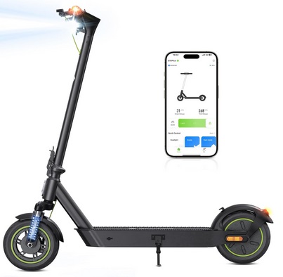 isinwheel S10 PLUS Electric Scooter 31 Miles Range,21MPH Top Speed, 42V 15Ah Battery, 750W Motor Cruise Control Electric Scooter Adults for Commute Dual Braking System Scooter for Adult/Youth