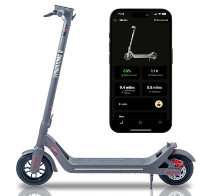Phantomgogo A9 Foldable Electric Scooter - Powerful 350W Motor, 28 Miles Range, 15.5 Mph, Intelligent Light, Eco-Friendly, Perfect for Adult Commuters