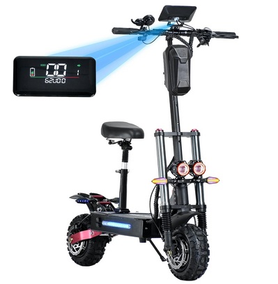 Moradven M1 Electric Scooter Adult, 11-inch 6000W High Power Dual Drive Sport Scooter with Seat, 60V38AH Range 70 MilesMAX Speed 55MPH,Off-Road Tires Electric Scooter