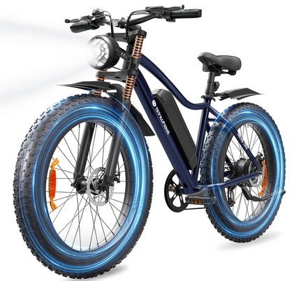 isinwheel M10 Plus Electric Bike for Adults 28mph Dual Crown Fork Mountain Ebike 48V 13Ah Removable Battery, 900W Peak Motor, 75 Miles Range, 7 Speed Shift, 26 x 4.0 Fat Tire Adults Electric Bicycles