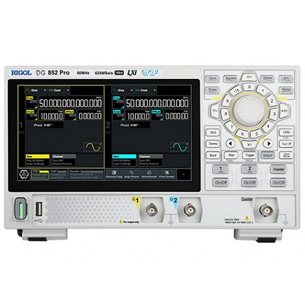 DG852 Pro Series Function Arbitrary Waveform Generator 50MHz 2CH 625MSa/s High Accuracy Portable Design with 7 inch Touch Screen Low Jitter Rich Modulation for Communication Motor Control