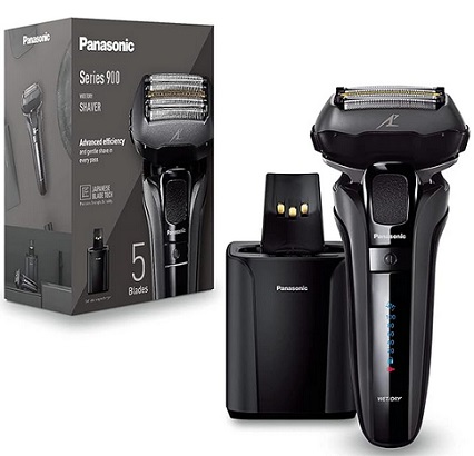 Panasonic ES-LV9U Series 900 Premium Wet/Dry Electric Shaver 5-Way Shaving Head with Linear Motor, Cleaning and Charging Station, Black