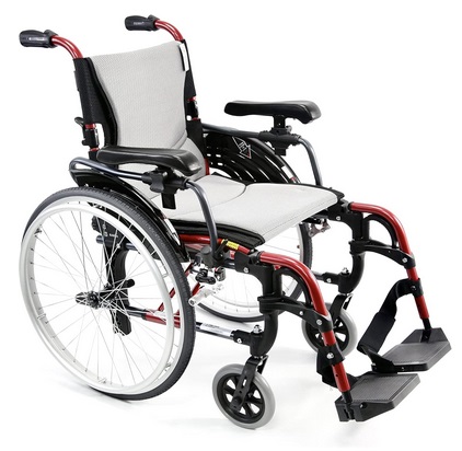 Karman Healthcare S-305 29 lbs Ultra Light Ergonomic Wheelchair with Removable Footrest and Quick Release Wheels Red Color (S-ERGO305Q18RS)