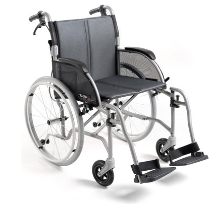 Feather Mobility Lightweight Folding Wheelchair 13.5 lbs - with Swingaway Legrests, Anti-tippers, and Quick Release Wheels 250 lb Capacity - Gray