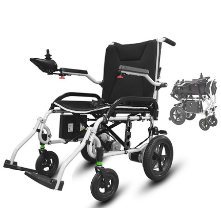 eLifecenter KR8807B Foldable Electric Wheelchairs for Adults and Seniors Super Lightweight 37.5lbs - Portable Motorized Wheelchair-360W Motor -Dual Battery Hanger fit for Right Left User