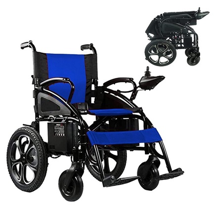 Culver All Terrain Electric Wheelchair Heavy Duty, 2xMotor Foldable Electric Wheelchairs for Adults, Power Wheelchair, Silla de Ruedas para Adultos Electrica, Electric Wheelchairs for Seniors — Blue