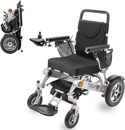 Corse Motility 2024 Tourist Discovery Electric Wheelchair for Adults with - All Terrain Power Motorized Wheelchair, Dual 300W Motors, 18 Miles Long Travel Range (Silver, 12AH)