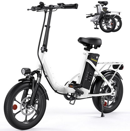 Finbike U4 Electric Folding Bike, 16 inch Portable Electric Bicycle, 55Miles Max Range, 3 Riding Modes, Front Shock Absorber, Foldable E-bike for Adults/Teens