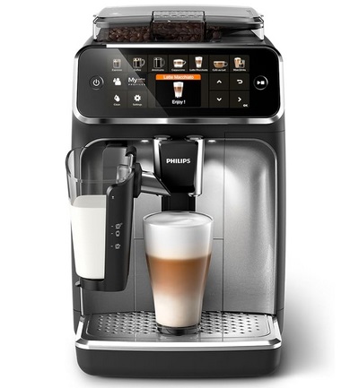 Philips 5400 Series Bean-to-Cup Espresso Machine - LatteGo Milk Frother, 12 Coffee Varieties, 4 User Profiles, Intuitive Display, Silver (EP5446/70)