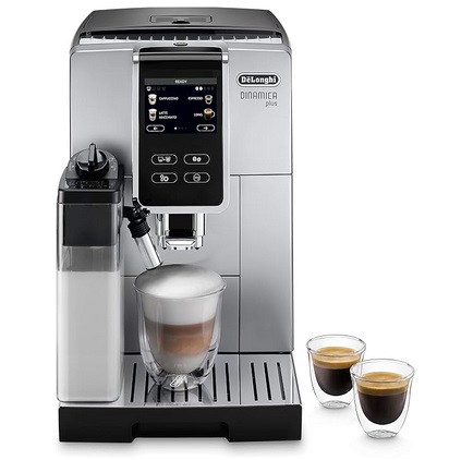 De\'Longhi Dinamica Plus ECAM 370.70.SB, Automatic Coffee Machine Bean-To-Cup, LatteCrema System, One Touch Technology, FullTouch Screen, Wide Range of Recipes, Silver/Black