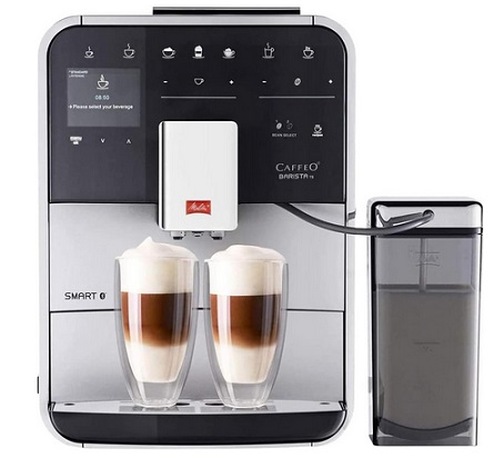 Melitta F85 Integrated Bean to Cup Coffee Machine, TS SMART Model F85/0-101, Bluetooth connectivity, Melitta Connect App, Whisper Grinder (Quiet Mark), Silver