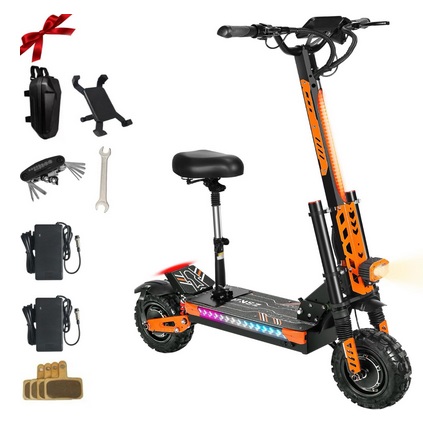 ZSNAKE ZS37 Electric Scooter 5600W Power Dual Motors Top Speed 52 MPH 60V 30Ah Battery 60 Miles Range Off-Road Sport E-Scooter with Seat