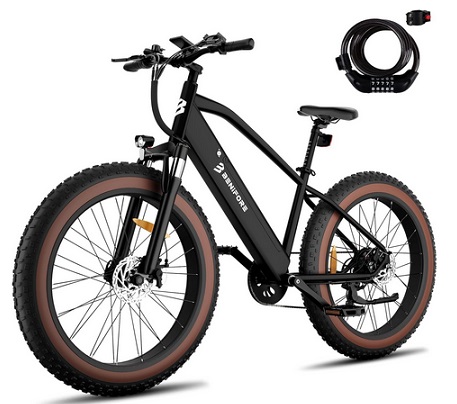 Benifore C26 Electric Mountain Bike 750W Motor 1200W Peak, 48V 15Ah 720Wh Removable Battery, 65 Miles 28MPH Ebike Mountain, 26\