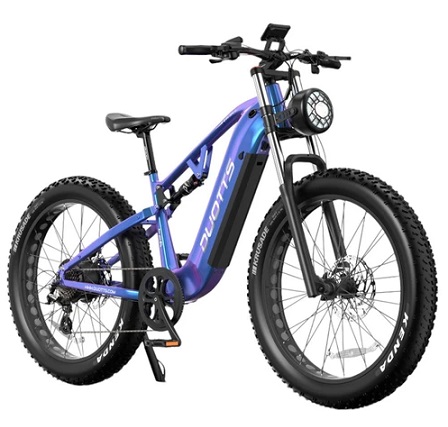 DUOTTS E26 Electric Bike, Bafang 750W Motor Torgue Sensor SAMSUNG 48V 20Ah Battery, 26*4.0 inch Tires, 55km/h Max Speed, 120km Max Speed, TEKTRO Hydraulic Disc Brakes, Front and Rear Suspension, Shimano 8-speed - Blue Purple