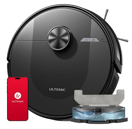 Ultenic D10 Robot Vacuum Cleaner, 15min LiDAR Quick Map, 4000Pa Suction, 120min Runtime, Carpet Auto-Boost, No-Go Zone, Time Scheduled, Siri/Alexa/APP Remote Control, for Hardwood, Tiles, Carpet, etc.