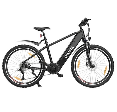 ESKUTE ES-27.5-ZZ Electric Bike, 250W Bafang Motor, 36V 25Ah Battery, 27.5*2.1\'\' Tires, 25km/h Max Speed, 130km Max Range, Hydraulic Suspension Front Fork, LCD Display - Black