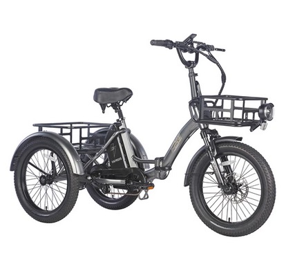 FAFREES F20 Mate + Front Basket Electric Tricycle, 500W Brushless Motor, 48V/18.2Ah Battery, 20*3.0-inch Fat Tires, 25km/h Max Speed, 110km Max Range, Hydraulic Disc Brakes - Black