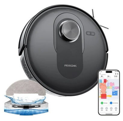 Proscenic Q8 Robot Vacuum and Mop Combo, 4200 Pa Suction, LiDAR Nav, 200min Runtime, Automatic Self-Charging, APP Control, 350ml Dustbin, 250ml Water Tank, for Indoor Floor, Pet Hair, Carpet