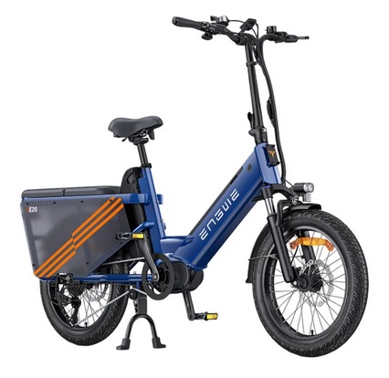 ENGWE LE20 Cargo Electric Bike, 250W Motor, 48V 19.2Ah Battery,20x3.0-inch Tires, 25km/h Max Speed, 180km Range, Hydraulic Disc Brakes, Front Suspension, 20in Tire, 7-Speed, 200kg Cargo Capacity - Blue