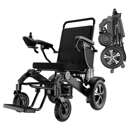 HVREGHY EWB13 Electric Wheelchair, Lightweight Foldable Portable All Terrain Power Motorized Wheel Chair, Security & Comfortable & Designed to Last, Weight Capacity 300lbs, 12.5 Miles Range, Black