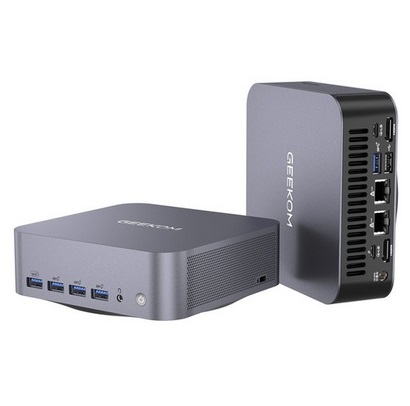 GEEKOM GT1 Mega AI Mini PC, Intel Core Ultra U7-155H 16 Cores Up to 4.8GHz, 32GB DDR5 RAM 1TB SSD, 2 *USB4.0 (8K)+2*HDMI 2.0 (4K) 4 Screens Display, WiFi7 Bluetooth5.4, 5*USB3.2 1*USB2.0 2*RJ45 1*SD Card 1*Headphone Jack, IceBlast 2.0 Cooling System