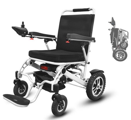 eLifecenter KR8803 SL Aluminium Foldable Electric Wheelchairs for Adult-15 Miles Cruise Range - Detachable Battery 12AH (500W Motor Power)-Intelligent Joystick for Both Right or Left Hand User