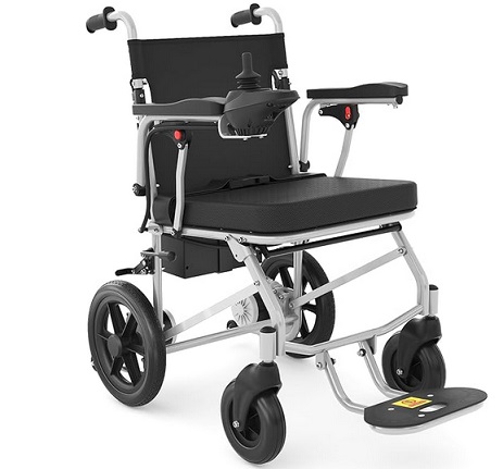 GYMROLLS Lightweight Electric Wheelchair for Adults,Motorized Wheelchair Power Portable Wheelchair,12mi,500W Motor Airline Approved Silvery White