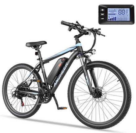 ANCHEER Sunshine AT1 Electric Mountain Bike 500W 26\'\' Commuter Ebike, 20MPH Adults Electric Bicycle with Removable 48V/374.4Wh Battery, LCD-Display and Professional 21 Speed Gears