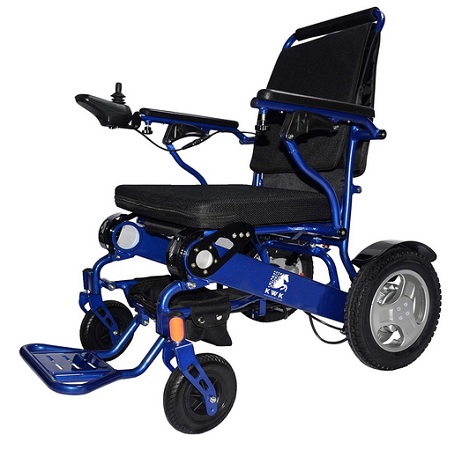 KWK D09 Heavy Duty (180KG/28ST Carrying Capacity) Foldable Lightweight (28.50KG/4.5ST) Electric Wheelchair (Blue)