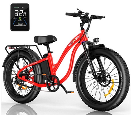 TESWAY S7 Snow Beach Mountain Electric Cruiser Bike 750W Motor (PEAK 1125W) 26 X4.0\