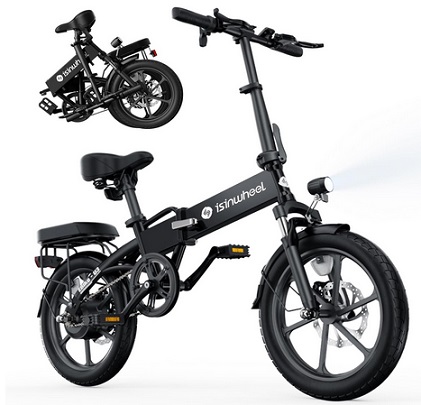 isinwheel U3 Folding Electric Bike 500W Motor Up to 60Km & 30Km/h, 3A Fast Charger for 36V 7.8Ah Battery, Leisure Commuting Bike with Soft Rear Seat & Front Fork Suspension Ebike