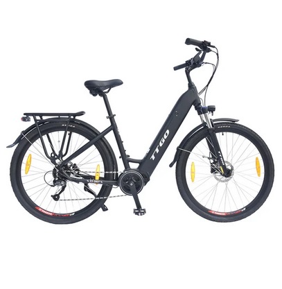 TTGO LK-ZZ-28ST Electric Bike, 250W Motor, 36V 20AH Battery, 700C*45C Tires, 25km/h Max Speed, 180km Range, Hydraulic Disc Brake, Shimano 9 Speed, LCD Display - Black