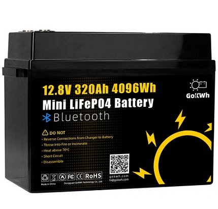 Gokwh 12V 320AH LiFePO4 Lithium Battery 4096Wh 200A BMS 8000+ Deep Cycles Built-in bluetooth Perfect for RV, Marine, Home Energy Storage