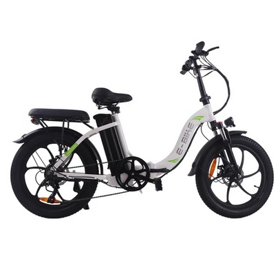 H4 Electric Bike, 350W Motor, 36V 16Ah Battery, 20*3.0-inch Tire, 25km/h Max Speed, 55km Range, Disc Brake, Suspension Front Fork, LCD Display - White