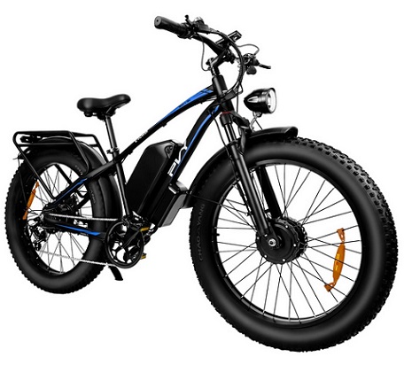 PVY MAX26 Electric Bike 48V 25Ah Battery 1200W*2 Dual Motors 26inches Tires 80-150KM Max Mileage 150KG Max Load Fat Tire Snow Tire Electric Bicycle Upgraded Model Of DUOTTS S26 PVY MAX 26 - Black blue