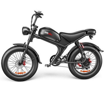 Emoko C93 Electric Bike 48V 20AH Battery 1000W Motor 20inch Tires 50-75KM Max Mileage 120KG Max Load Electric Bicycle - Black