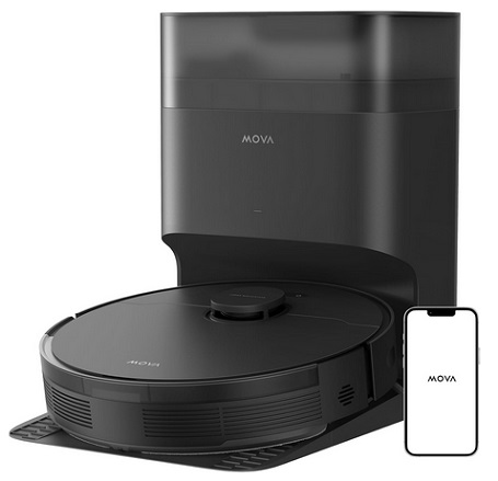 Mova S10 Plus Robot Vacuum with Self-Empty Dock,7000Pa Suction, Liftable Brush, Hands-Free Cleaning for up to 90 Days with 4L Dust Bag, PreciSense LiDAR Navigation, App & Voice Control