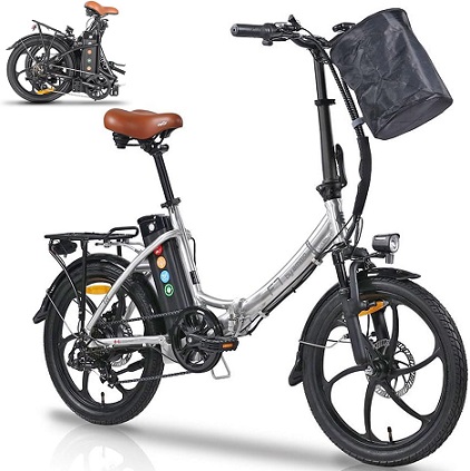 EMMO F7 Foldable Electric Bicycle for Adult - Lightweight Step Thru Ebike Scooter - 500W 105km Long Range - Silver - Pedal Assist and Throttle Power