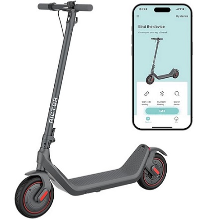 Rictor 1S Electric Scooter, 756W Peak Motor, Up to 15.5 MPH, 19 Miles Ranges, 10\