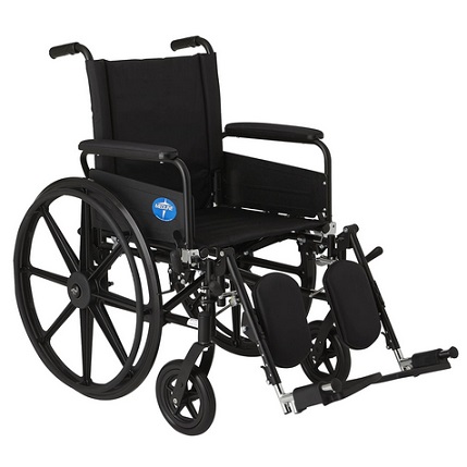 Medline K4 Lightweight Elevating Wheelchairs, 18-Inch, Swing Back Full