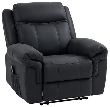 HOMCOM Vibration Massage Recliner Chair, Manual Microfibre Reclining Chair for Living Room with Side Pockets, Footrest, Remote, Easy Assembly, Black